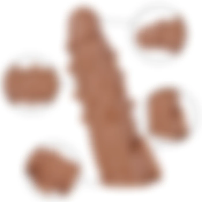 LUFI Gerçekçi Et Dokusunda Testis Aparatlı 5 CM Uzatmalı Silikon Tırtıklı Penis Kılıfı  - tdmarket.com.tr