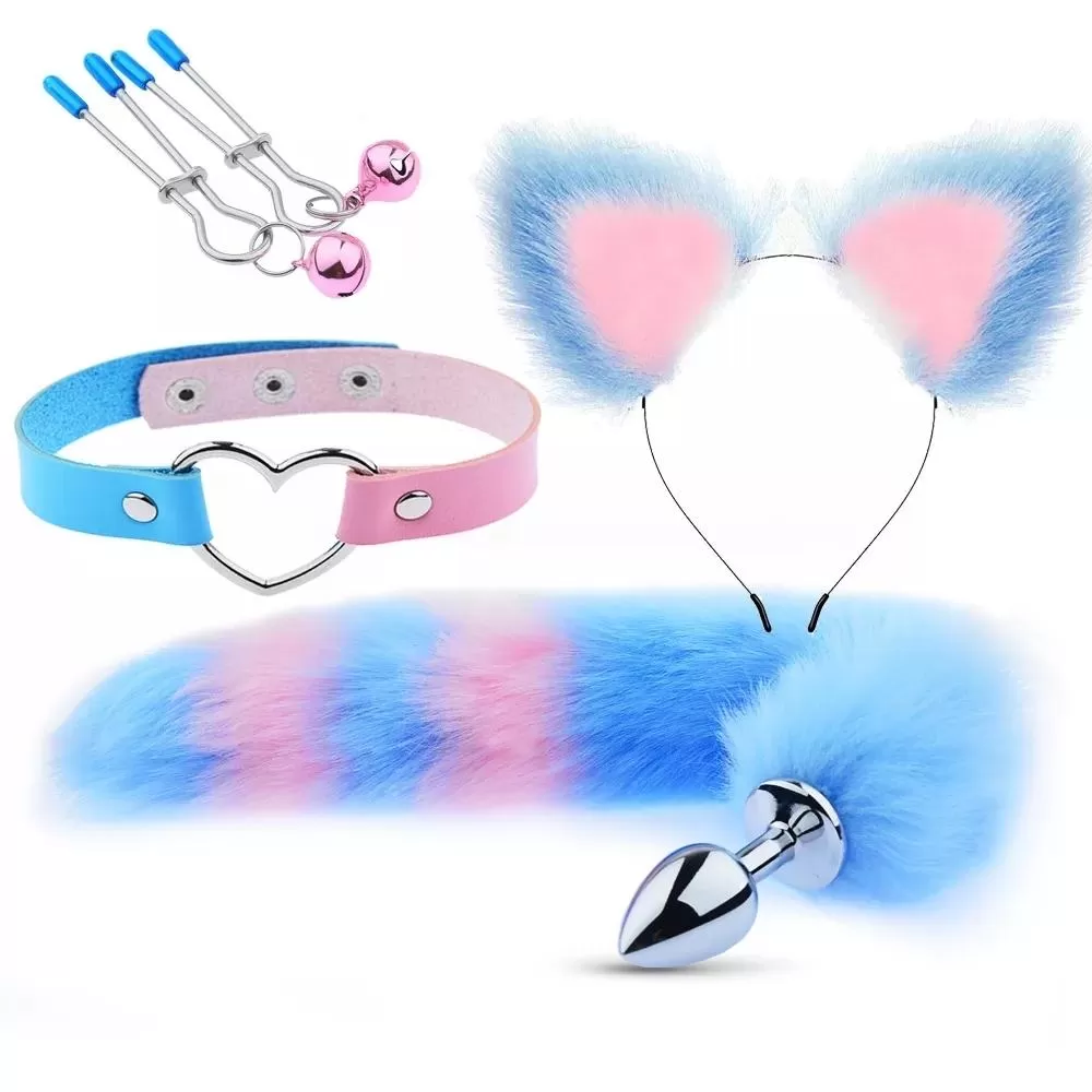 Fox Tail Cat Ear Anal Plug 40 CM Tilki Kuyruklu Anal Plug Kedi Kulaklı Fetiş Set - tdmarket.com.tr