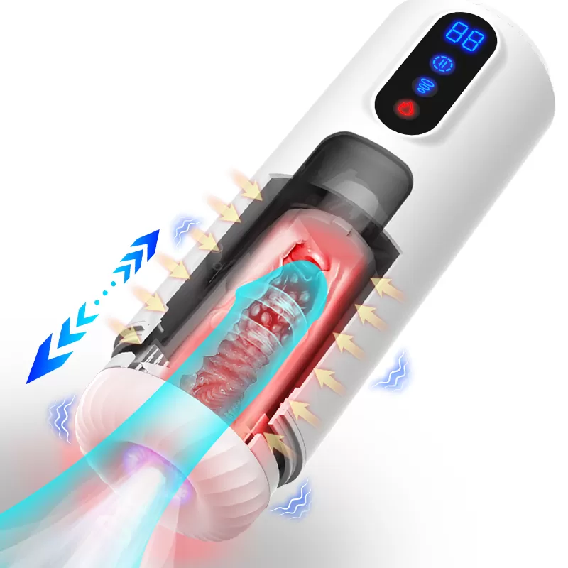 MAX - Akıllı Isıtmalı İnleme Sesli İleri Geri Hareketli Emiş ve Titreşim Özellikli Suni Vajina Otomatik Mastürbatör - tdmarket.com.tr